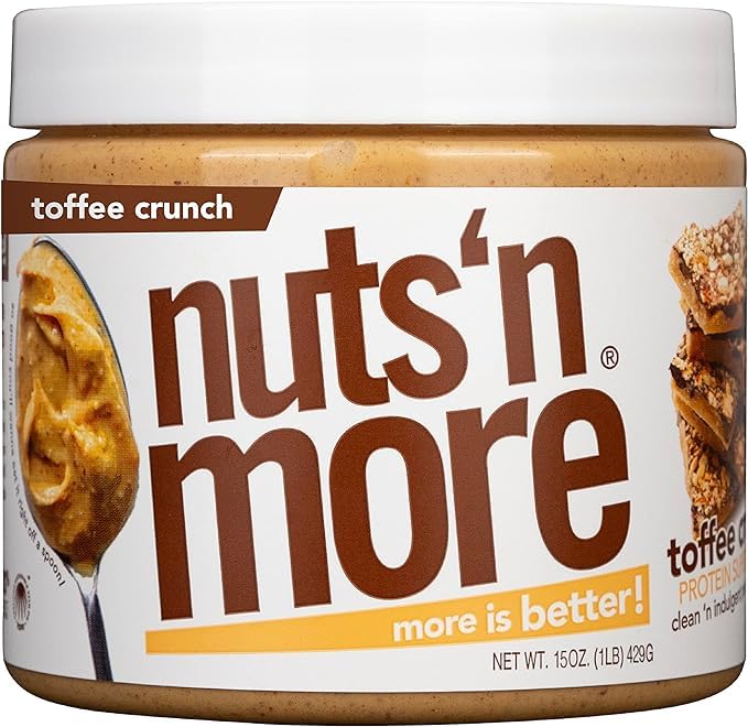 Nuts N More Toffee Crunch Peanut Butter Spread - High Protein, Low Carb, Low Sugar, Gluten Free, Non-GMO, All-Natural Nut Butter