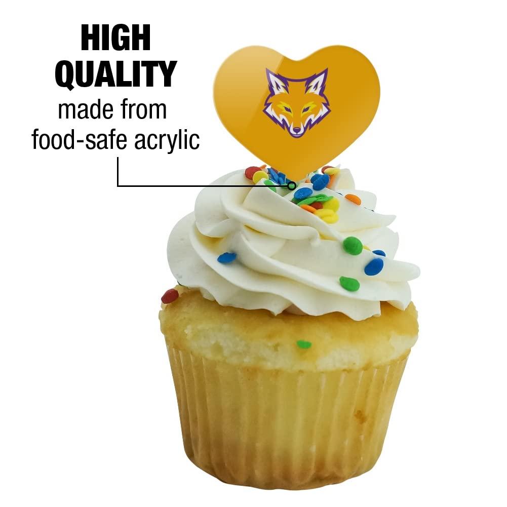 GRAPHICS & MORE Cupcake Picks Set of 6, Acrylic, Knox College Heart Logo Decoration, Model CUPT.HRT.ACR.6PK.CLCKNX500B