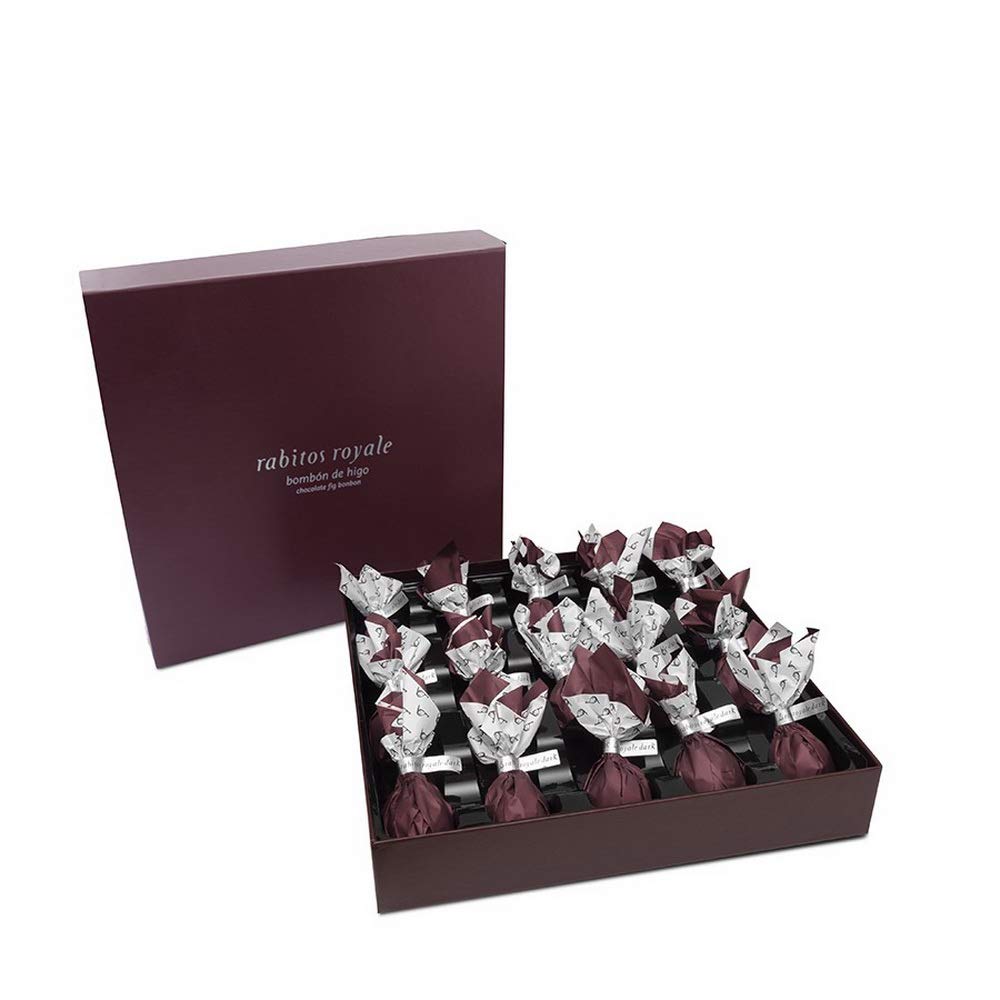 Rabitos Royale Dark Chocolate Covered Fig Bonbons Gift Box - 15 Pieces, 9.35oz (265g), Dark Brown