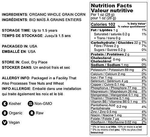 Food To Live Organic Corn Flour, 2.5 Pounds Non-Gmo, Whole Grain, Finely Ground Meal, Vegan, Kosher, Bulk Yellow Milled Maize. G