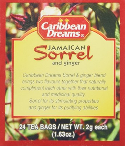 Caribbean Dreams Sorrel & Ginger Herbal Tea, 24 Tea Bags, Caffeine Free, White, Model CD S&G