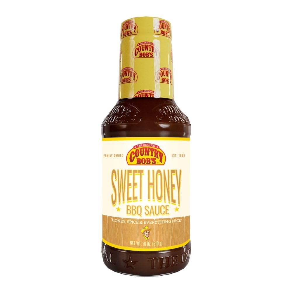 Country Bobs BBQ Sauce - Sweet Honey Barbecue Sauce for Meat, Chicken, Fish & Pork, Gluten Free, 18oz, Pack of 1