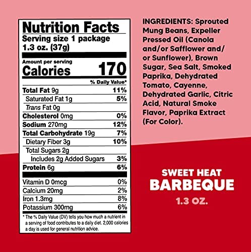 Crunchsters Sprouted Mung Beans, Plant-Based Protein Super-Snack And Salad Topper, Gluten-Free, Nut-Free, Vegan, 6G Protein/Serv