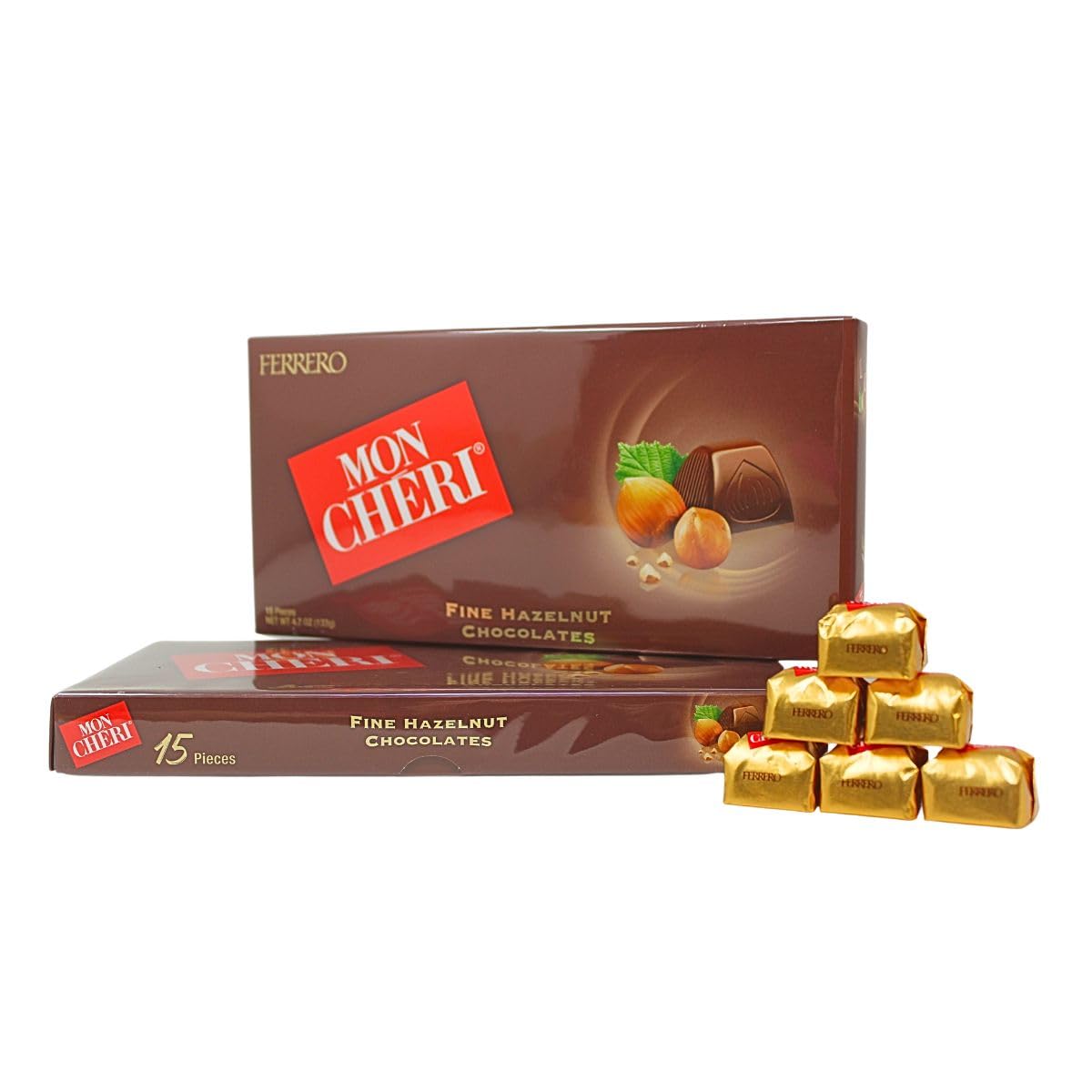 Mon Cheri Hazelnut Chocolates, 15 Pieces, 4.7 Ounce Pack of 2, Premium Quality, Perfect for Gifting