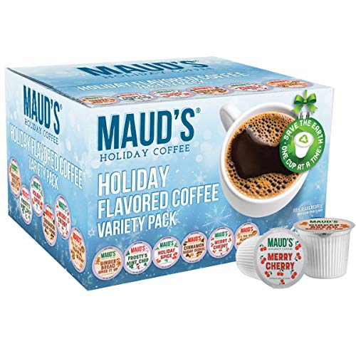 Mauds Holiday Flavored Coffee Pods Variety Pack  42 ct | 6 Assorted Blends | 100% Arabica Flavored Coffee | Solar Energy Produced Recyclable Single Serve Pods Compatible with Keurig K-Cup malt-inspired