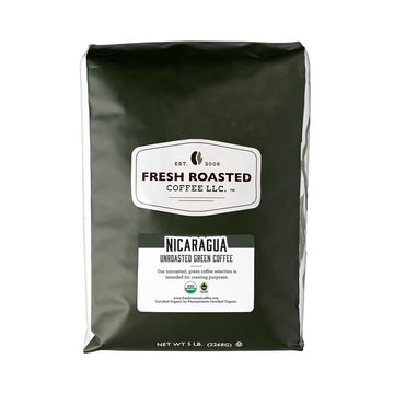 Fresh Roasted Coffee, Unroasted Organic Nicaragua, Fair Trade Kosher, 5 Pound