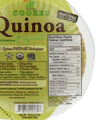 Minsley Cooked Organic Quinoa, 4.2 oz. (Pack of 12)