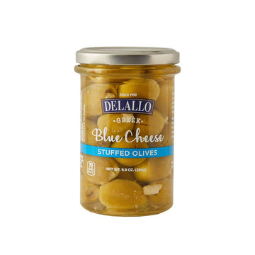 DeLallo Blue Cheese Stuffed Green Greek Olives in Jar (pack of 6)