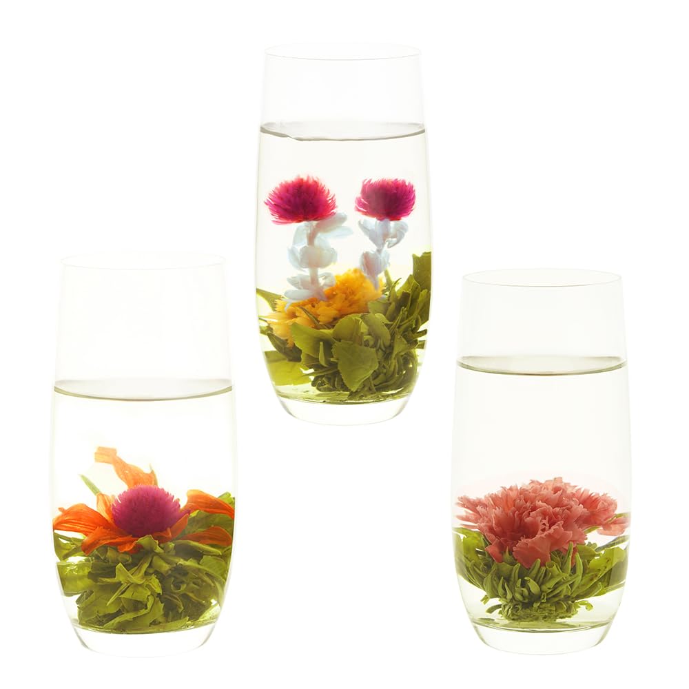 Lwxljmjzc-12 Unique Varieties Blooming Green Tea Ball | Jasmine Flowering Tea | Individual Pack With Flowers-Gifts For Tea Lover