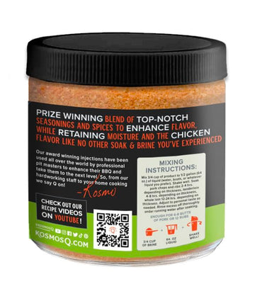 Kosmos Q Pork Brine Soak & Seasoning, Sweet Brown Sugar & Worcestershire, 16 Oz Jar