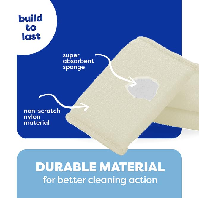 Multi-Purpose Scouring Pad By Scrub-It - Non-Scratch Cleaning Dobie Pads For Pots, Pans, Dishes, Utensils & Non-Stick Cookware -