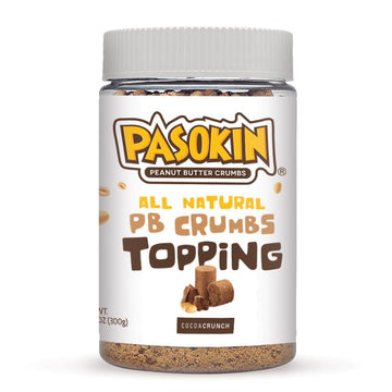 PASOKIN | Peanut Butter Crumbs | Gluten Free, Vegan, All Natural Peanut Butter Topping, Made in USA, 10.5 oz Jar (Cocoa Crunch)