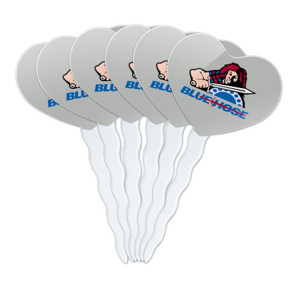 GRAPHICS & MORE Acrylic Cupcake Picks Set of 6 - Presbyterian College Secondary Logo Heart Design