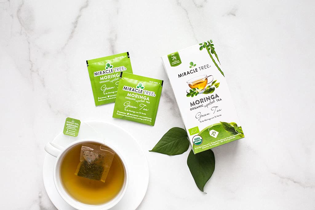 Miracle Tree - Organic Moringa Superfood Tea, 25 Individually Sealed Tea Bags, Green Tea (Keto, Detox, Energy & Immunity Booster