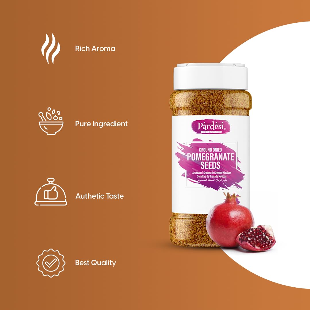 Pardesi Pomegranate Powder - Dried Seeds Ground - 200G - Authentic Indian Spice, Sustainable Sourced, Hand-Selected - Perfect Fo