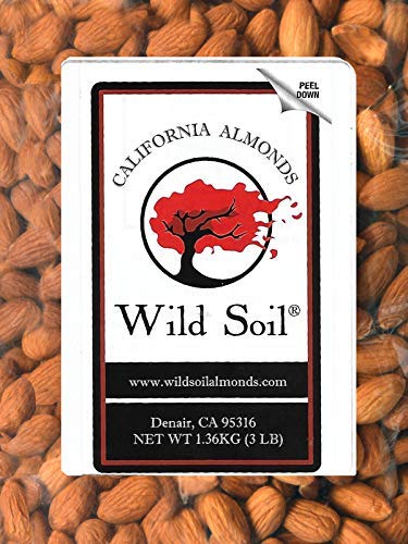 Wild Soil Raw Almonds - 20% Higher Protein, 3 Pound Pack