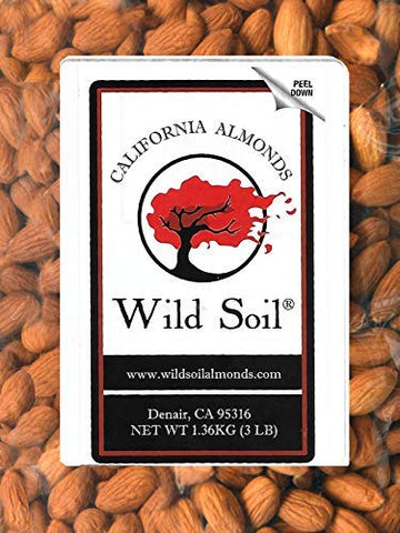 Wild Soil Raw Almonds - 20% Higher Protein, 3 Pound Pack