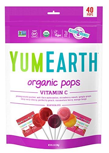 Yumearth Organic Vitamin C Lollipops, 40 Lollipops Per Pack, 8.7 Ounce (Pack Of 1) - Allergy Friendly, Non Gmo, Gluten Free, Veg