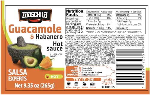 Zaaschila Guacamole & Habanero Sauce - 9.35Oz (265G) 3-Pack - Creamy & Spicy Blend, Perfect For Tacos, Sandwiches, And More