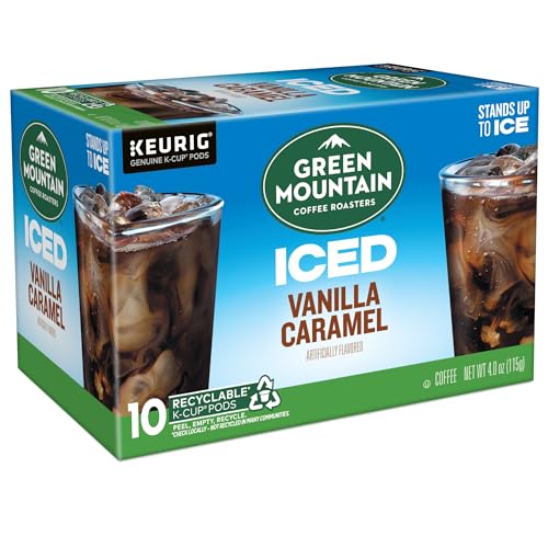 Green Mountain Coffee Roasters ICED Vanilla Caramel  Single Serve Keurig K-Cup Pods  Flavored Iced Coffee  60 Count (6 Packs of 10)
