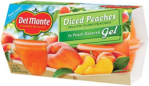 Del Monte Diced Peaches In Peach Flavored Gel Fruit Cups, 4.5 Ounce Cups (Pack Of 24)