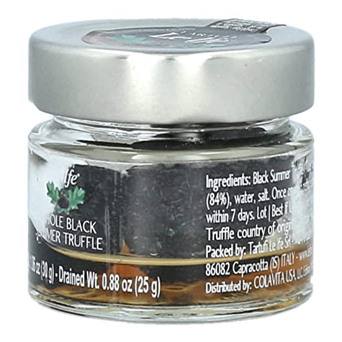 Whole Black Summer Truffles (0.88 Ounce) Glass Bottle By Tartufi Le Ife