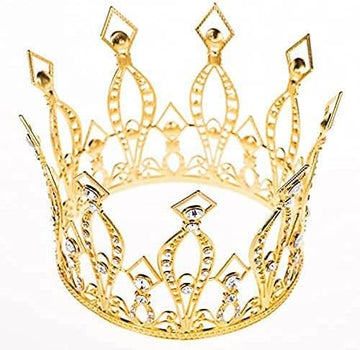 Gold Rhinestone Crown Cake Topper Birthday Party Wedding Decor Supply For Women Lady Girl Bridal Wedding Themed Baby Shower Deco