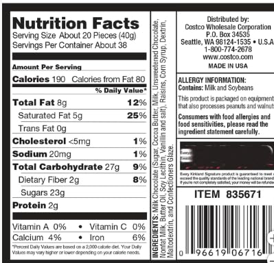 Kirkland Signature Milk Chocolate Covered Raisins, Full Size, 3 lb Bag
