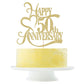 Yetxel Gold Glitter 50th Anniversary Cake Topper - 8x7 inches Decoration for Weddings and Birthdays