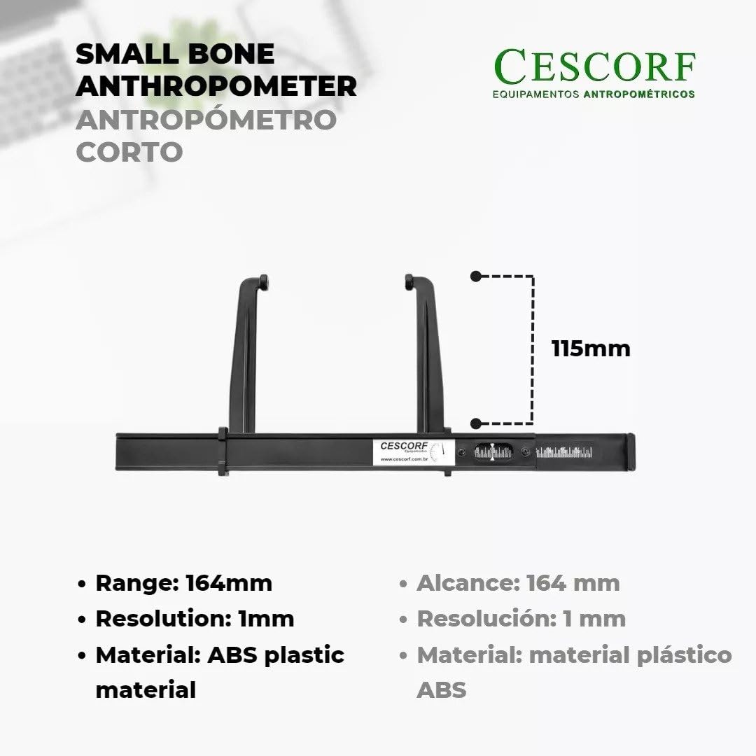 Cescorf Innovare Small Bone Anthropometer Caliper Plastic 164Mm To Measure Diameter Width Of Elbow, Knee, Foot, Wrist, Biestioli