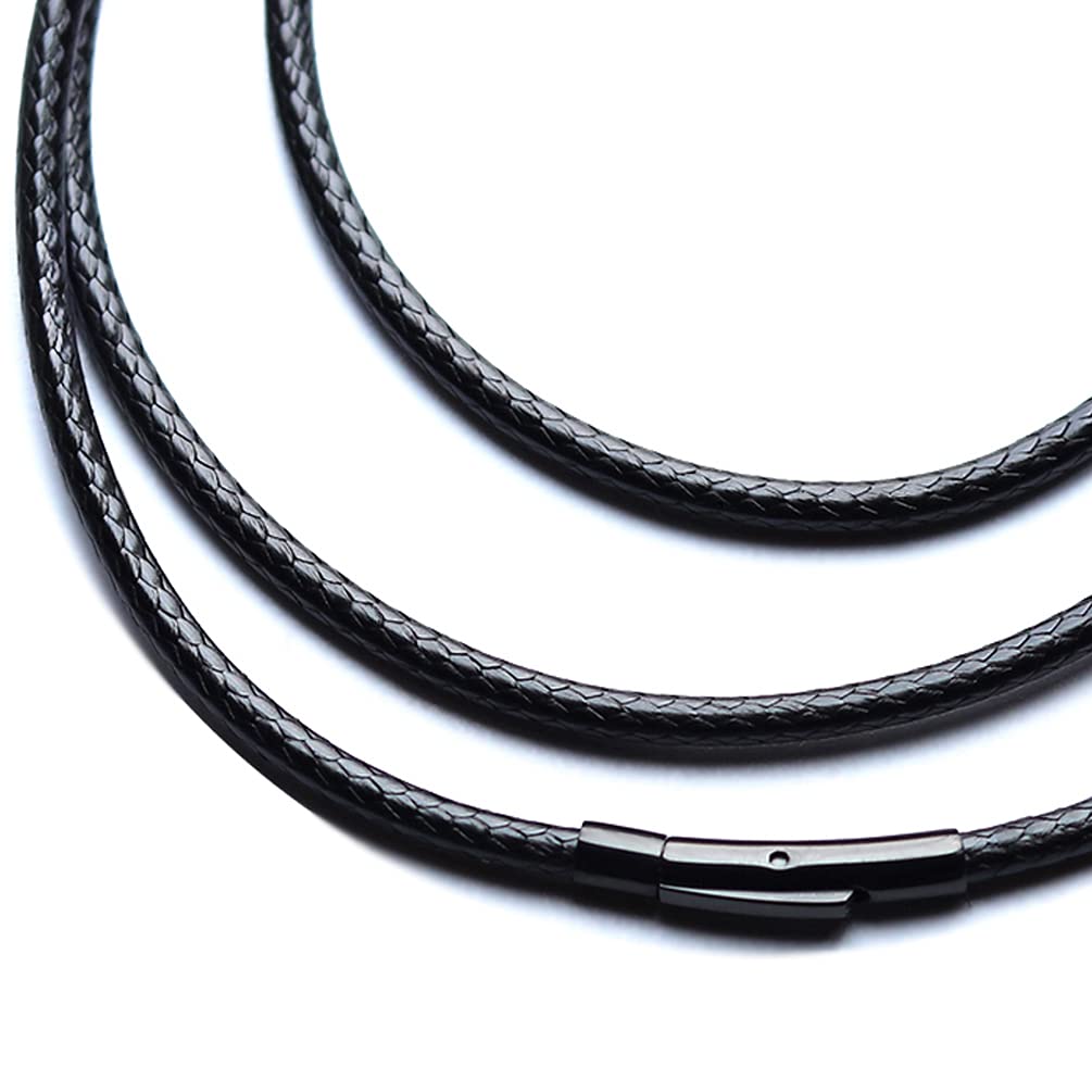 Ioyyio Flexible Braided Leather Necklace Cord With 316L Durable Clasp,2Mm3Mm Width,16A18 20 22 24 26 28 30 Blackbrown Waterproof
