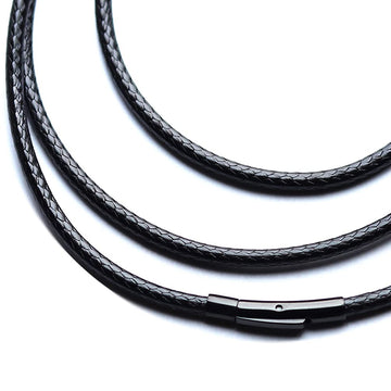 Ioyyio Flexible Braided Leather Necklace Cord With 316L Durable Clasp,2Mm3Mm Width,16A18 20 22 24 26 28 30 Blackbrown Waterproof