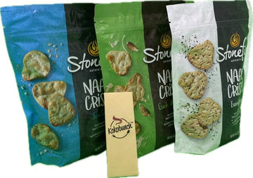Kokobunch Variety Bundles Of Stonefires Authentic Naan Crisps Flatbread Cracker 4 or 3 Assorted Pack (6oz, 3 PACK - 1 each of S