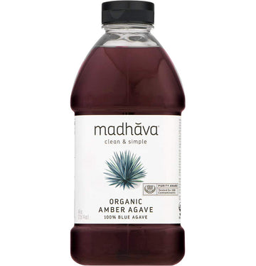 Madhava Naturally Sweet Organic Blue Agave Low-Glycemic Sweetener, Amber Raw, 46 Ounce (Packaging may vary)