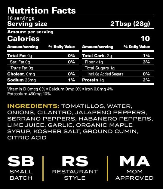 Sixth Day Snacks Hot Salsa Verde (16 oz.) - Gluten Free, Fresh Ingredients, Vegan, and Low Sodium