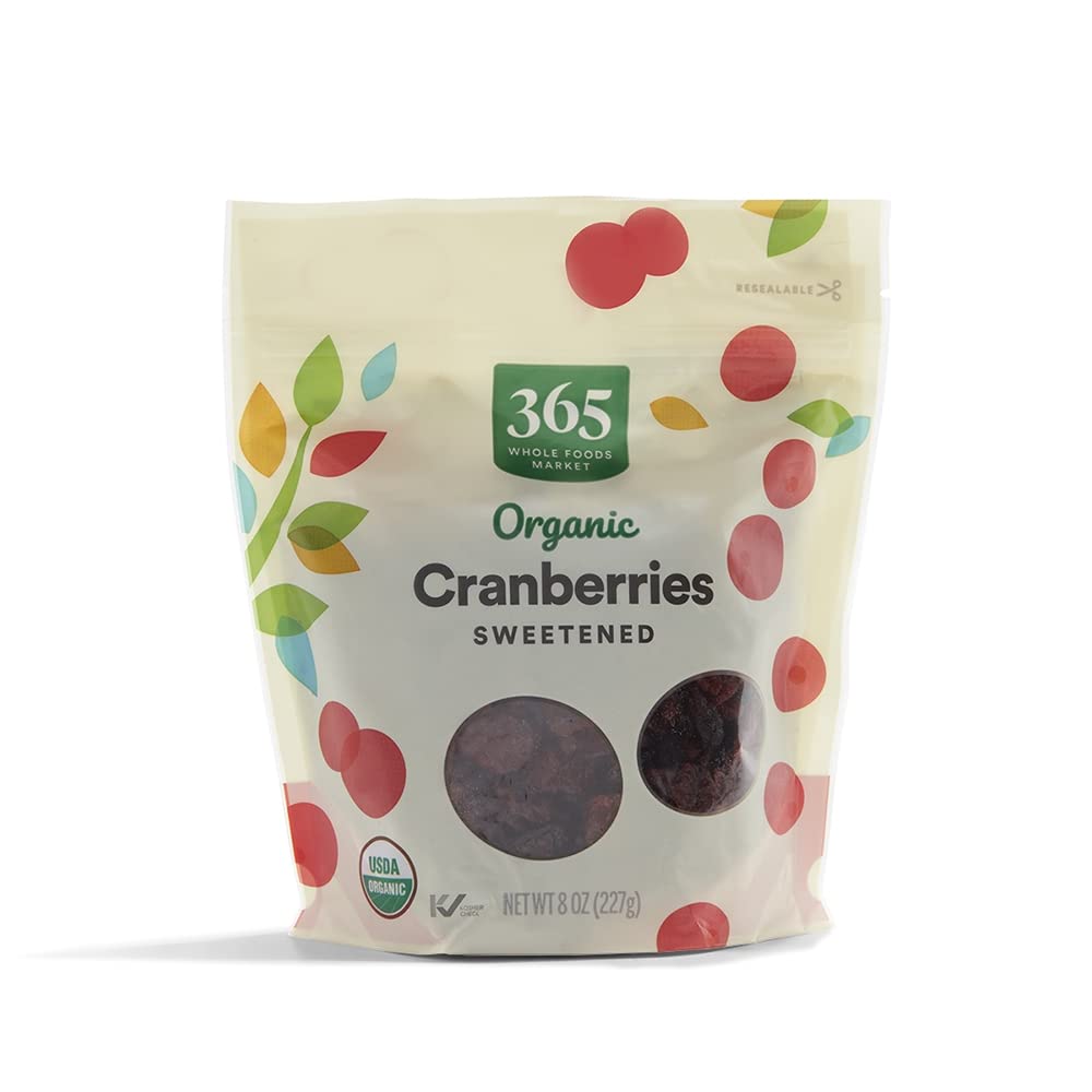 365 by Whole Foods Market Organic Dried Sweetened Cranberries, 8 Ounce
