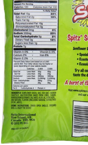 Spitz Dill Pickle Flavored Sunflower Seeds, 6 oz Bag (Pack of 12)