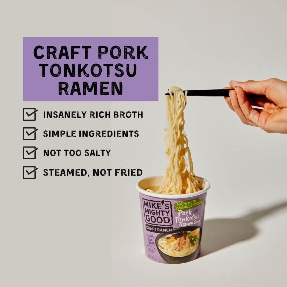 Mike'S Mighty Good Pork Tonkotsu Ramen Soup Cup - Instant Ramen Cups Noodles - Non-Gmo Noodle Soup - Organic Instant Noodles - 1