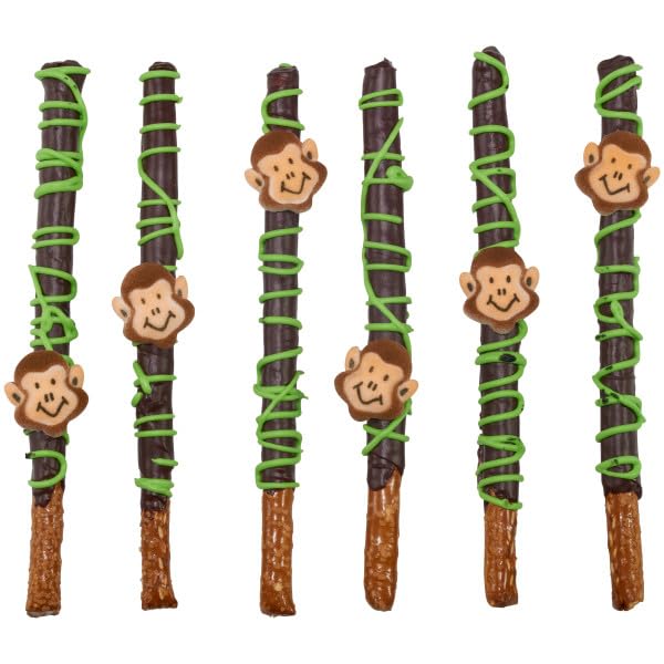Jungle Zoo Animals - Monkey, Lion, Zebra And Elephant Edible Sugar Cake Toppers, 12 Count