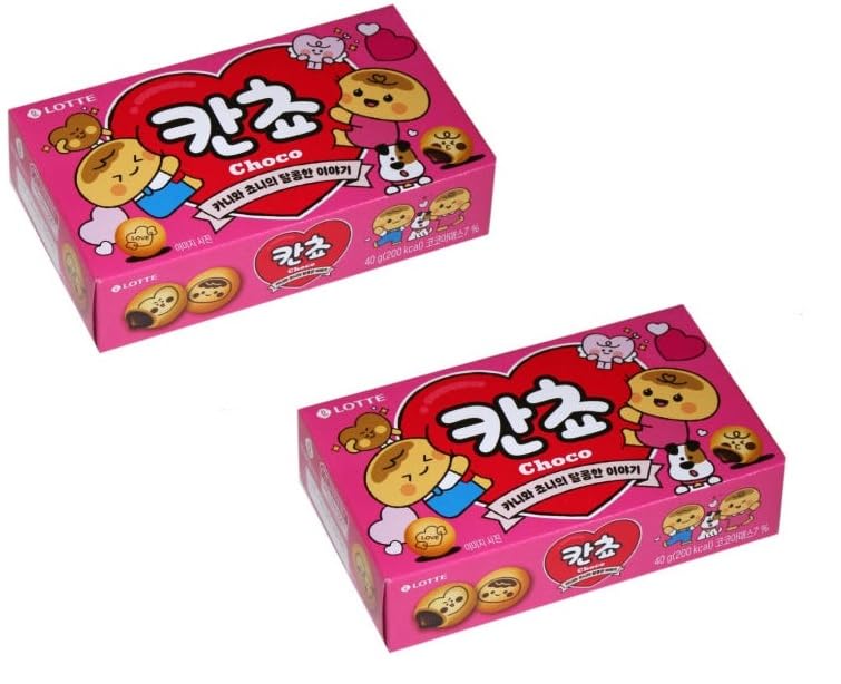 LOTTE Kancho Choco Biscuit Snack 54g Pack of 2 - Korean Chocolate-Filled Cookies, Sweet Crunchy Snack for Kids & Adults - Classi