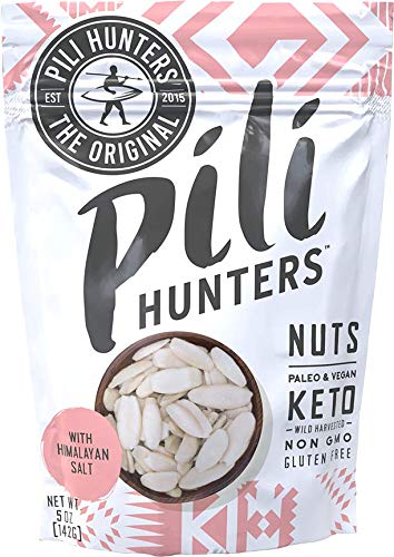 Pili Hunters - Wild Sprouted Pili Nuts, Pink Himalayan Salt, 5oz Bag, Keto/Paleo/Vegan Snacks, Low Carb Energy, Gluten Free, No 