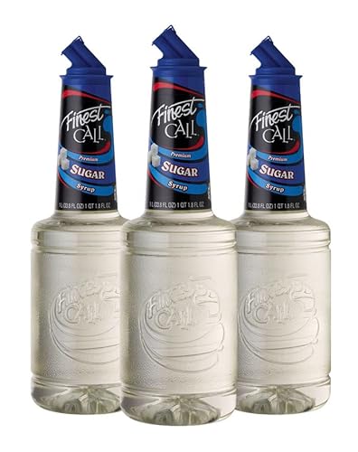 Finest Call Premium Pure Cane Sugar Simple Syrup Mix, 1 Liter Bottle (33.8 Fl Oz), Pack Of 3