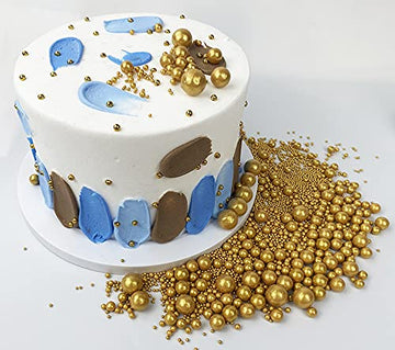Edible Pearl Sugar Sprinkles Gold Candy 120G/ 4.2Oz Baking Edible Cake Decorations Cupcake Toppers Cookie Decorating Ice Cream T