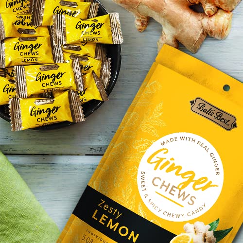 Bali'S Best Ginger Chews - Zesty Lemon Flavor, 5.08Oz Bag