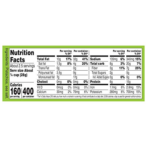 Wonderful Pistachios No Shells, Roasted & Salted Nuts, 2.5 Ounce Bag, Protein Snacks, Healthy Snack, Lunch Snacks