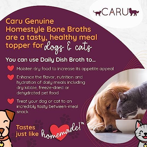 Caru Free Range Chicken Bone Broth For Dogs And Cats  Moistens Dry Food Or Pour Over Freeze Dried Raw Food  Grain And Gluten Free  Non-Gmo Ingredients (1.1 Lbs)