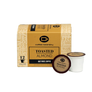 Coffee Beanery Toasted Almond Coffee Pods, 12 Count, Medium Roast, 100% Specialty Arabica Gourmet Coffee Pods