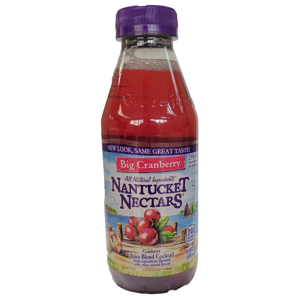 Nantucket Nectars Big Cranberry Cocktail, 15.9 fl oz, Pack of 12 Plastic Bottles