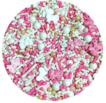 Baby Girl Bows & Pearls Edible Confetti Sprinkles Cake Cookie Cupcake Icecream Donut Quins - 4Oz