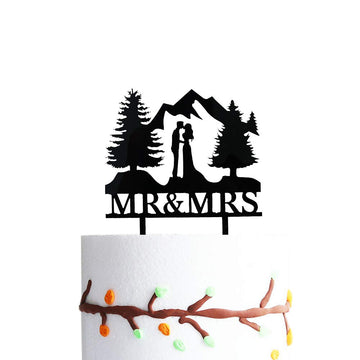 Mountain Wedding Cake Topper, Outdoors Wedding Cake Topper, Mr & Mrs Kiss Cake Topper, Hiking Wedding Cake Topper, Forest Theme